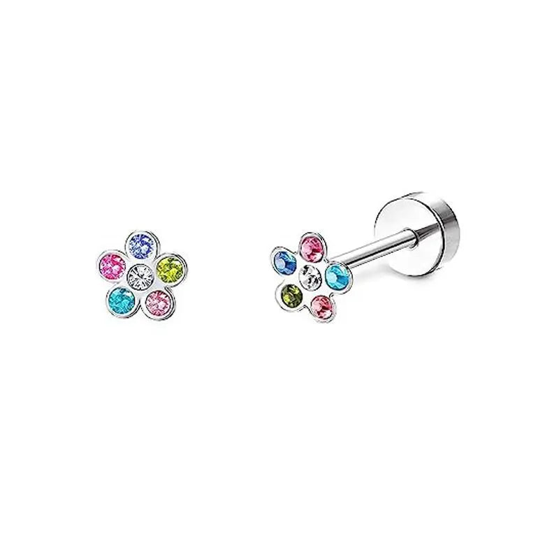 2 pz/set In Acciaio Inox Cuore Luna Earbone Della Vite Della Vite Della Sfera Orecchini con perno per Le Donne di Modo Dell'orecchio Trago Cartilagine Body Piercing