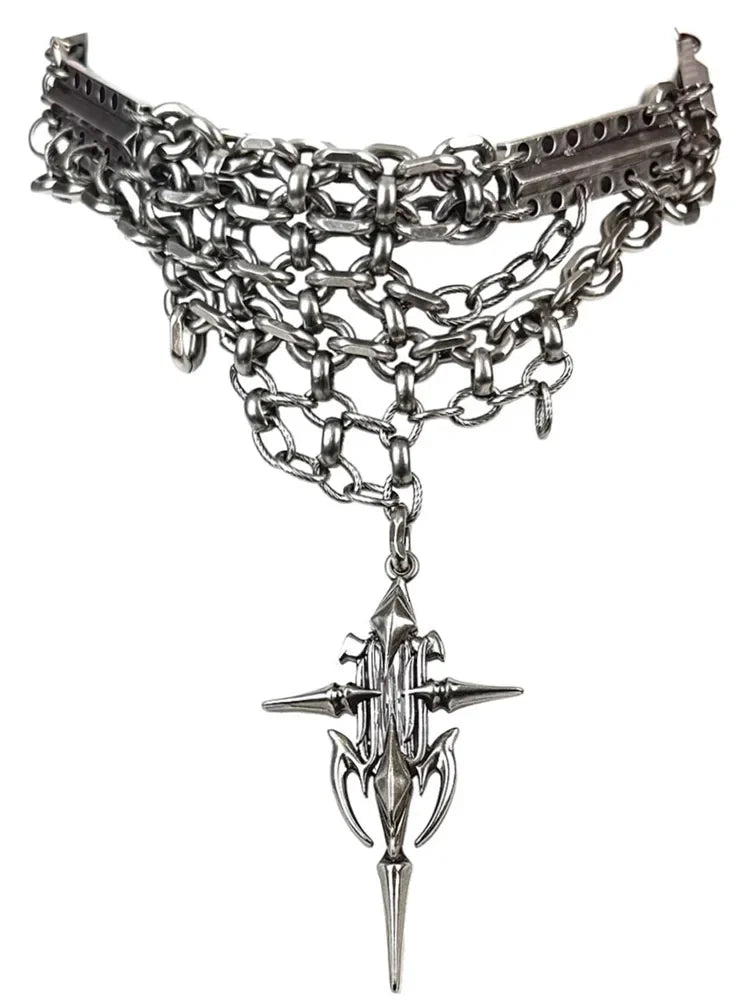 Set di Gioielli Punk Rock per Donne e Uomini, Collane e Anelli con Ciondolo a Croce Gotica, Collezione di Accessori Gioiello Audaci