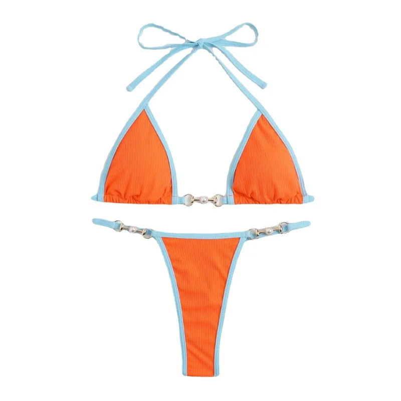 Set bikini sexy in due pezzi Set bikini con stampa casuale da donna Costume da bagno push-up Costume da bagno sandbeach