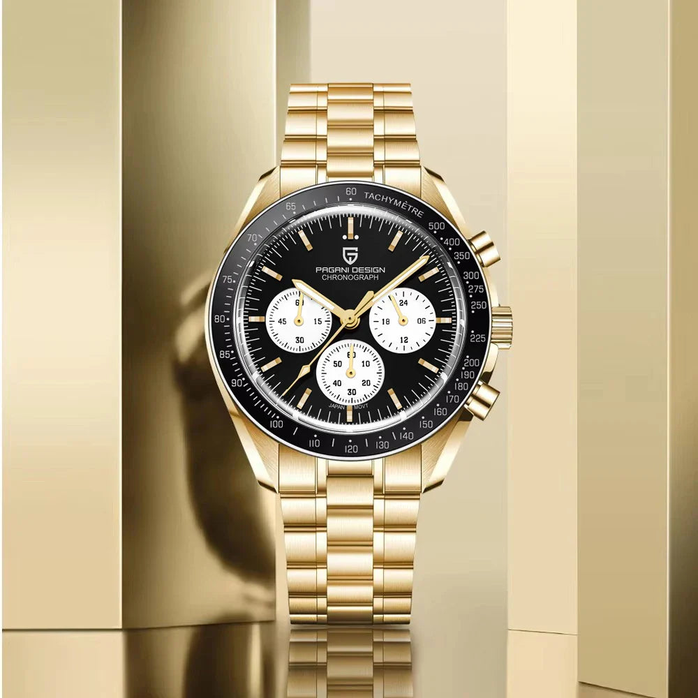 Nuovo Orologio da Uomo PAGANI DESIGN Golden Moon 2026, Orologio al Quarzo di Lusso, Cronografo Sportivo, Vetro Zaffiro AR, Impermeabile, Regalo