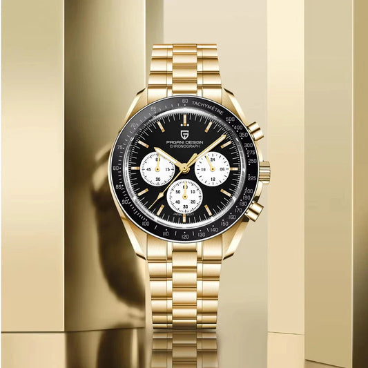 Nuovo Orologio da Uomo PAGANI DESIGN Golden Moon 2026, Orologio al Quarzo di Lusso, Cronografo Sportivo, Vetro Zaffiro AR, Impermeabile, Regalo