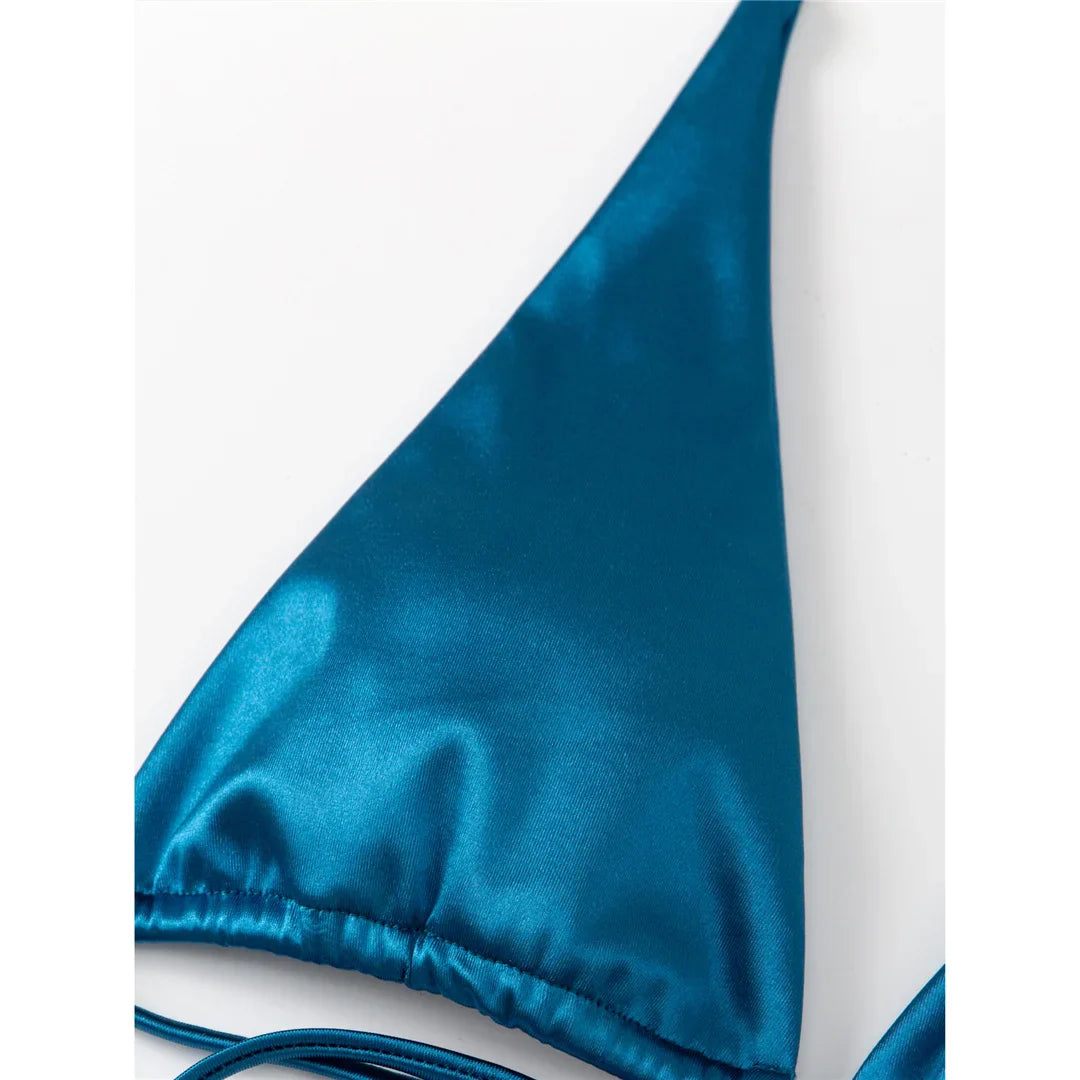 Sexy 13 colori Halter Satin Bikini brasiliano Donna Costumi da bagno Costume da bagno femminile Bikini a due pezzi Bagnante Costume da bagno Swim V4966