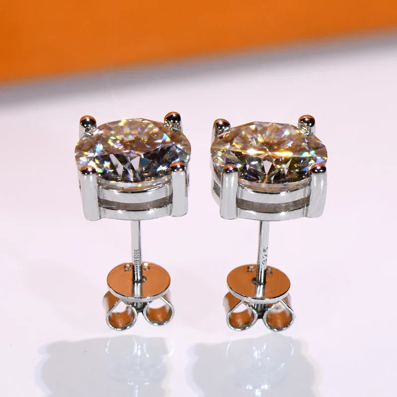IOGOU 3mm/4mm/5mm/6.5mm/8mm/9mm/10mm/11mm Certificato D VVS1 Moissanite Orecchini con perno 925 Orecchini in argento per le donne Uomini Gioielli