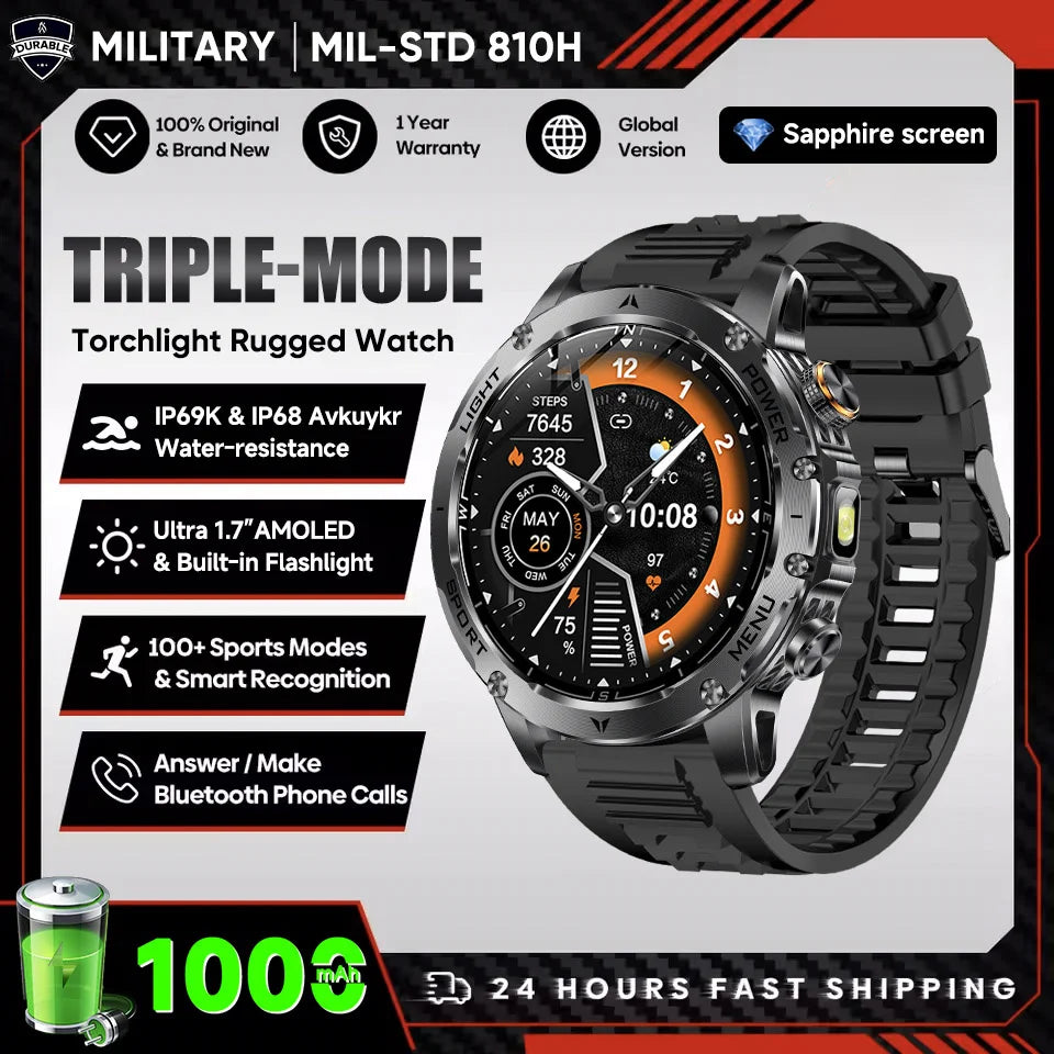 2025 Uomini Schermo AMOLED da 1,7 pollici Astuto Della Vigilanza 1000mAh Batteria Frequenza Cardiaca Chiamata Bluetooth NFC GPS Tracker Sport Fitness Orologi Nuovo