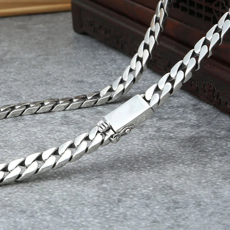 100% S925 Collana in argento sterling Bracciale Punk S925 Gioielli in argento Non sbiadisce mai Carry certificato Uomo Donna Gioielli Regali
