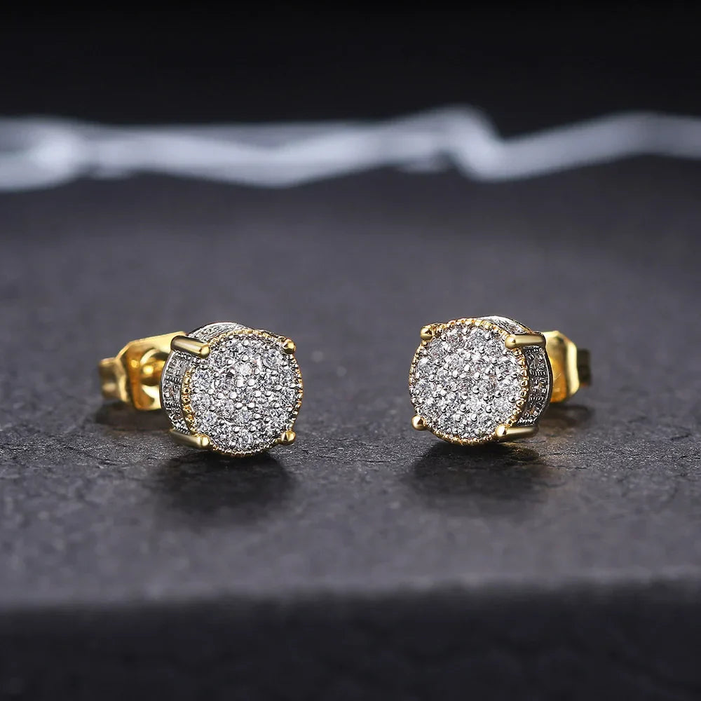 Rock Hip Hop ghiacciato orecchino a perno per uomo uomo Set completo zircone oro Piercing accessori per l'orecchio Punk Hippie Trend gioielli Dropship