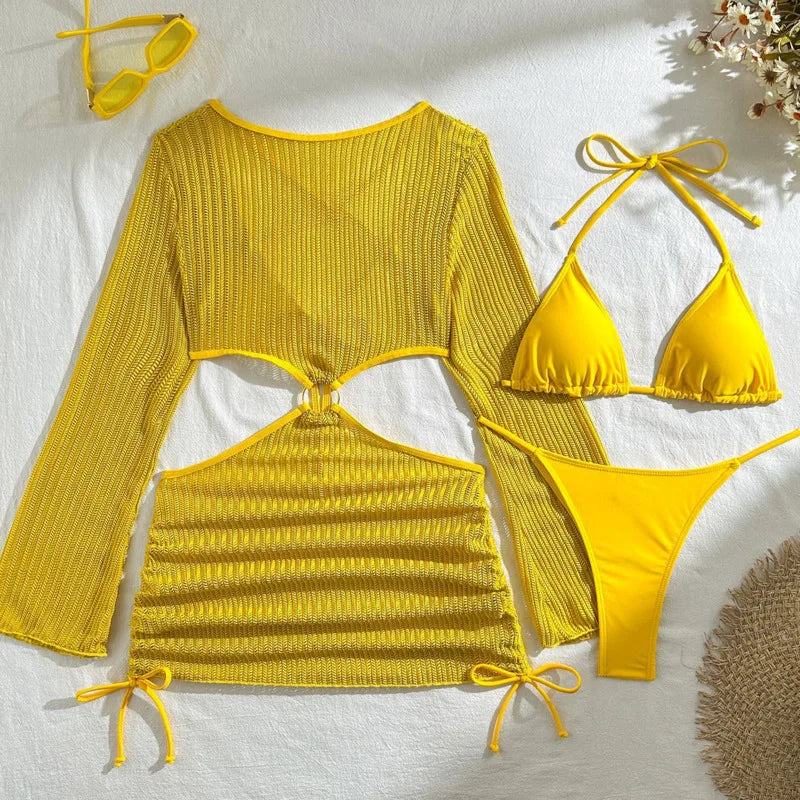 2026 Bikini sexy Costumi da bagno femminili Costumi da bagno a tre pezzi da donna Costumi da bagno da spiaggia Costumi da bagno Bikini brasiliano Set Bagnante da piscina