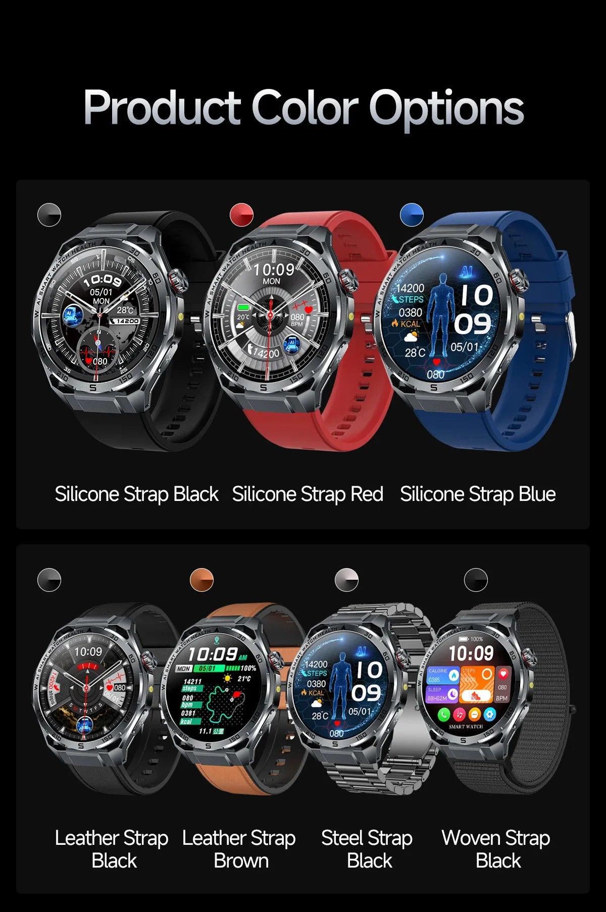 Nuovo Smartwatch 2026 con Analisi del Grasso Corporeo ECG+PPG, Acido Urico, Pressione Sanguigna, Ossigeno nel Sangue, Chiamate Bluetooth, Orologio Sportivo Intelligente per Uomini e Donne