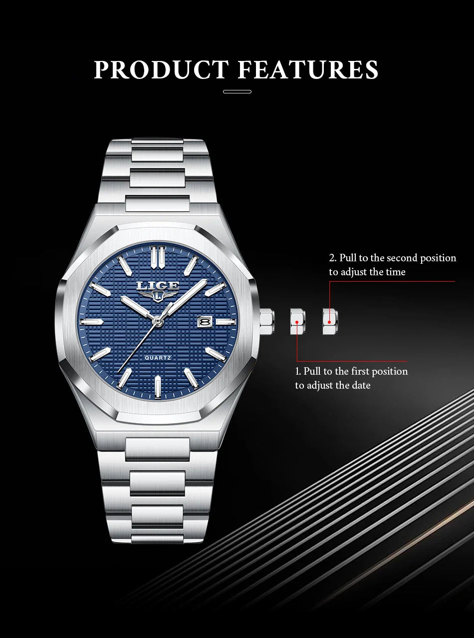 LIGE Orologio da donna elegante e lussuoso, orologio classico alla moda con data automatica, cinturino in acciaio inossidabile, orologi luminosi impermeabili per donna, regalo per signora