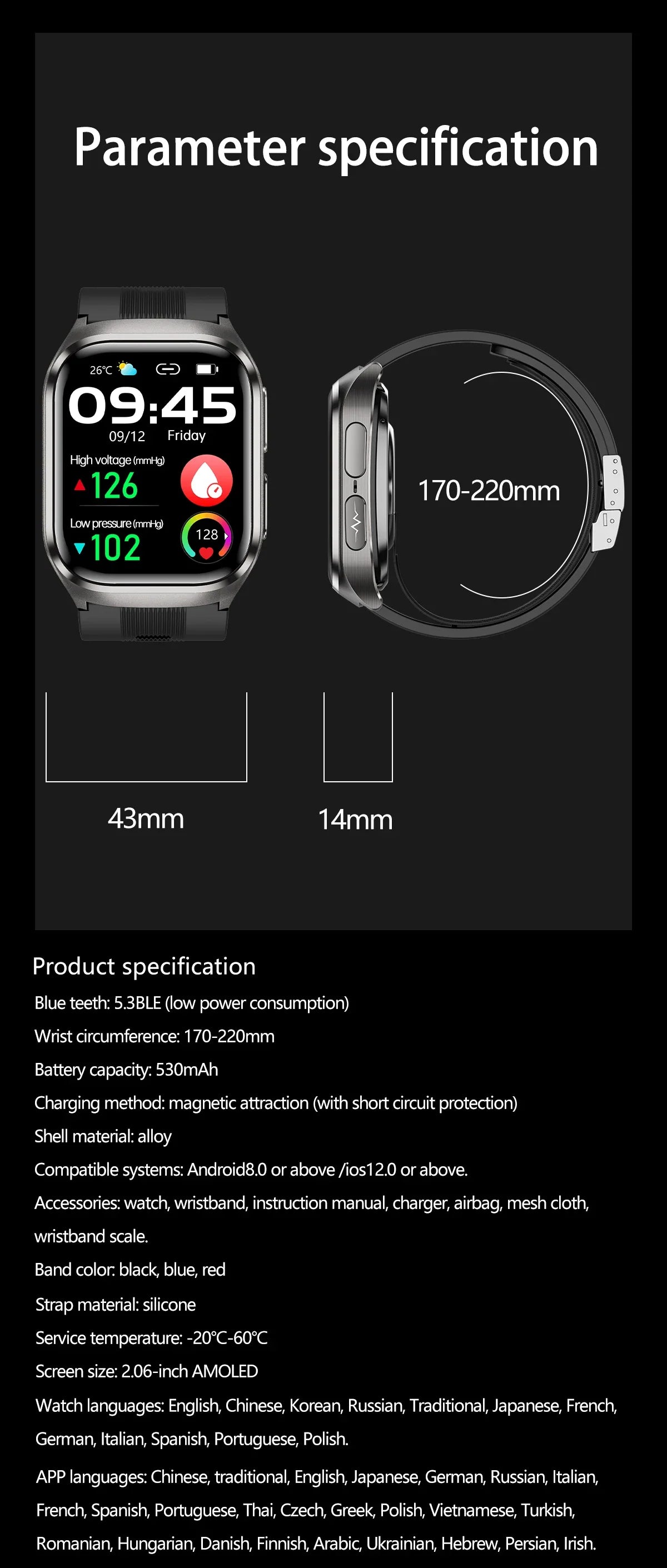 2026 Nuovo aggiornamento AI diagnostico Airbag pressione sanguigna precisa salute SmartWatch acido urico ECG lipidi nel sangue Smartwatch uomo donna