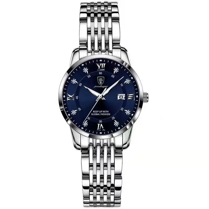 POEDAGAR Orologio da donna di lusso Orologio da donna impermeabile in acciaio inossidabile con data luminosa Orologi al quarzo da donna semplici e casual alla moda