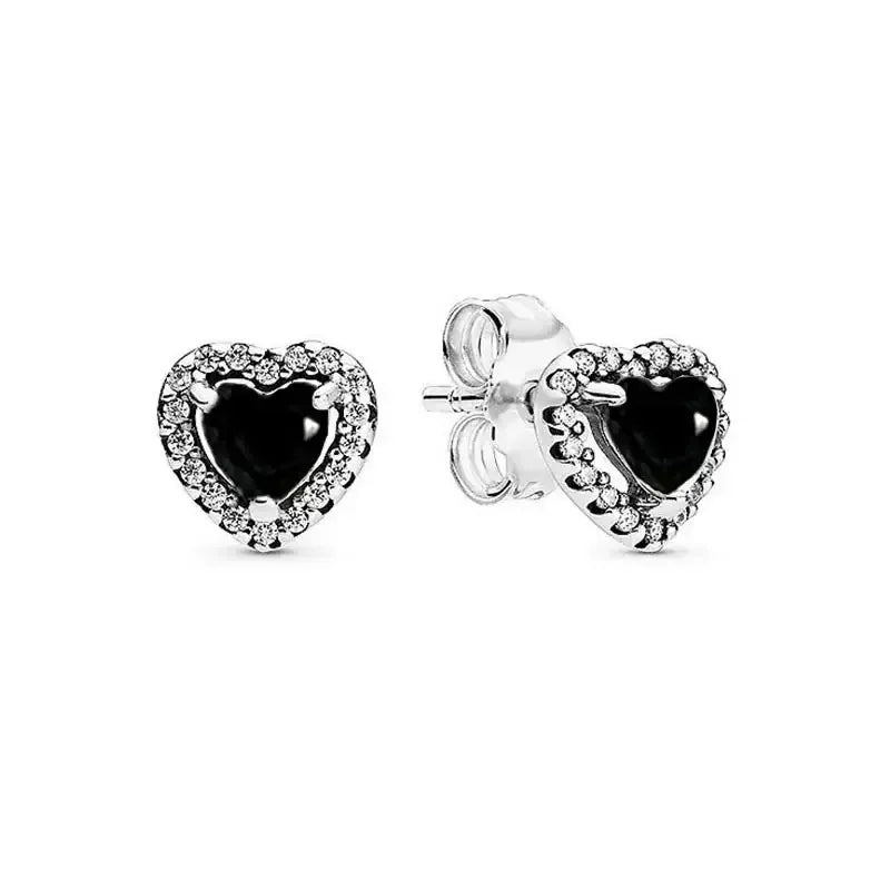 Orecchini in Argento Puro 925 con Zirconi a Forma di Cuore, Stella, Luna e Cerchio, Gioielli per Donne, Regalo per Compleanno, Festa della Mamma, Accessori