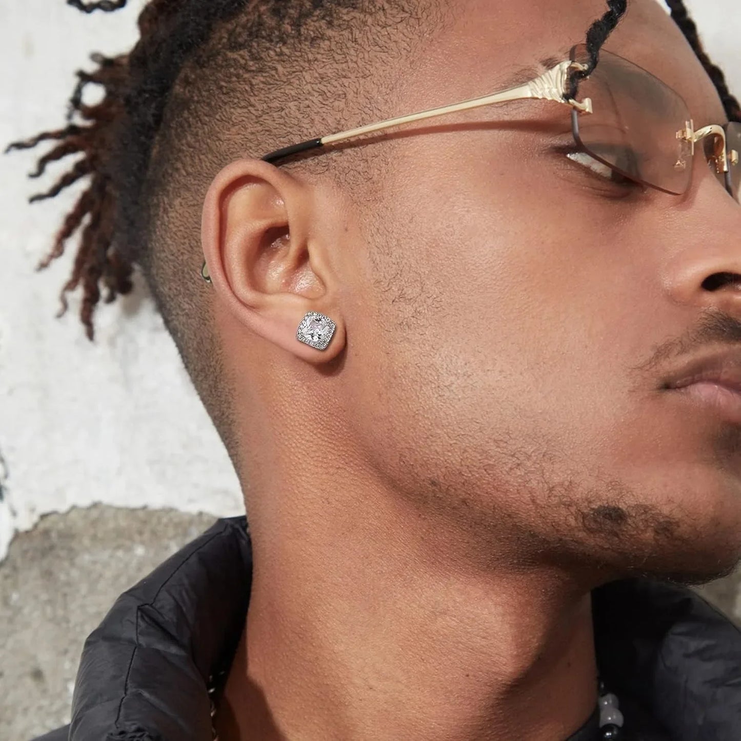 Drperfect Orecchini in argento con zirconi cubici per donna Uomo Orecchini a bottone delicati ipoallergenici placcati in oro 14 carati