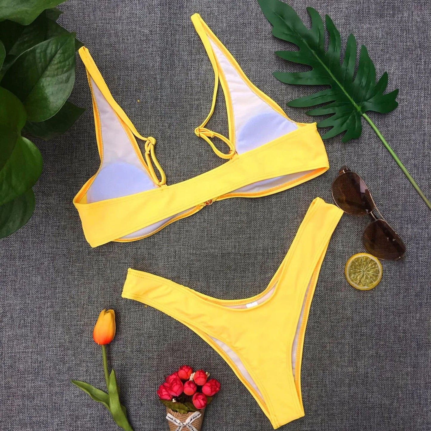 Muslimmuslimlim's Sexy muslimah Fashion tinta unita costumi da bagno donna vita alta Gold Lock Bikini Sexy Beachwear costume da bagno