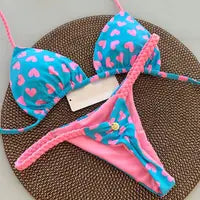 Nuovo costume da donna bikini bianco tinta unita costume da bagno alla moda con lacci a vita bassa set da due pezzi