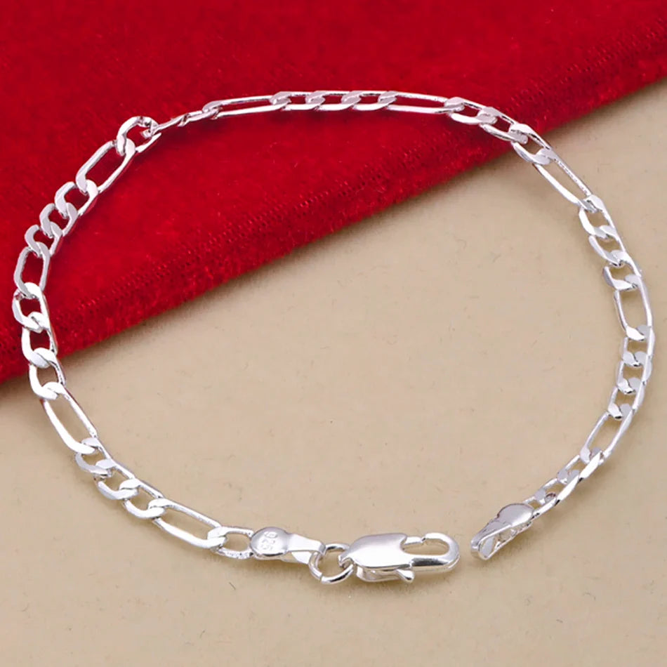 Nobile nuovo arriva 925 sterling silver 4MM catena per uomo donna braccialetto collana set di gioielli signora regali di Natale charms matrimonio