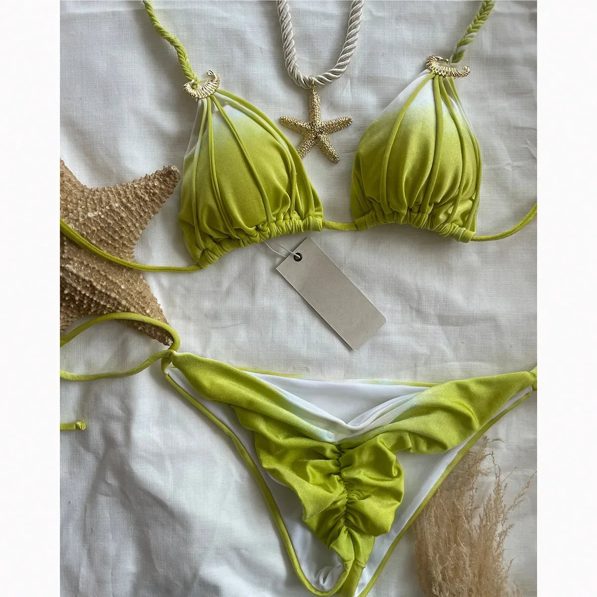 Nuovo bikini sexy tie-dye a due pezzi per donna, accessori per costumi da bagno