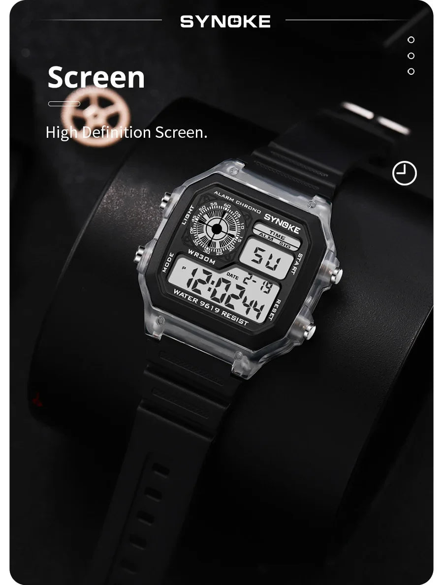 SYNOKE Digital Watches uomo sport luminoso multifunzione impermeabile orologio da polso da donna all'aperto e in esecuzione studente sette luci