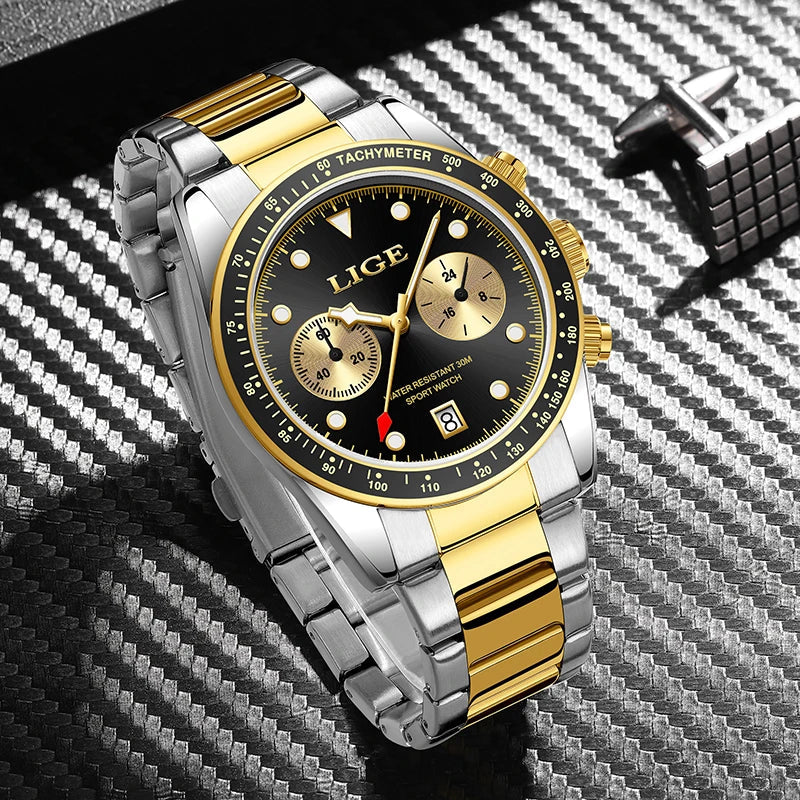 LIGE Nuovi orologi da uomo Orologi da polso al quarzo da uomo di lusso delle migliori marche Cronografo sportivo impermeabile e luminoso Relogio Masculino+BOX