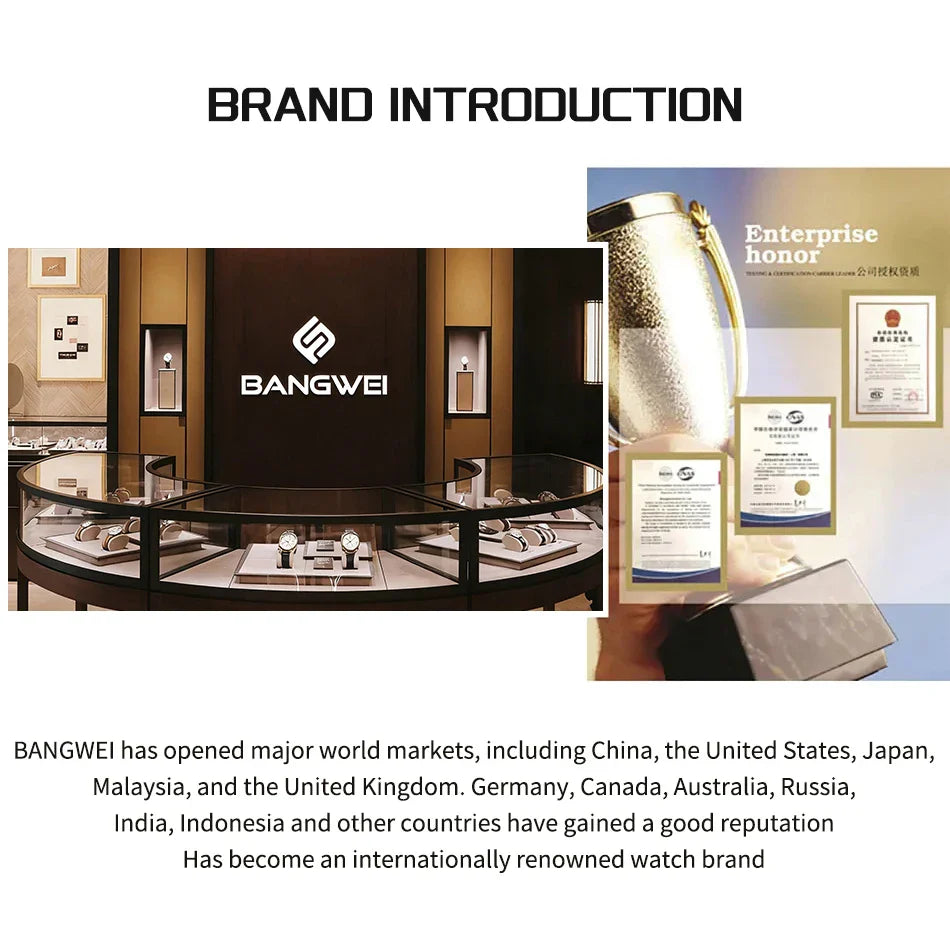 BANGWEI Orologio da donna Orologio di moda classico elegante di lussoBusiness Casual Data Orologi da donna al quarzo luminoso impermeabile in acciaio inossidabile