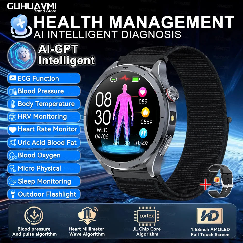 Nuovo Smartwatch 2026 per Analisi del Grasso Corporeo, ECG+PPG, Acido Urico, Pressione Sanguigna, Ossigeno nel Sangue, Orologio con Chiamate per Uomini e Donne
