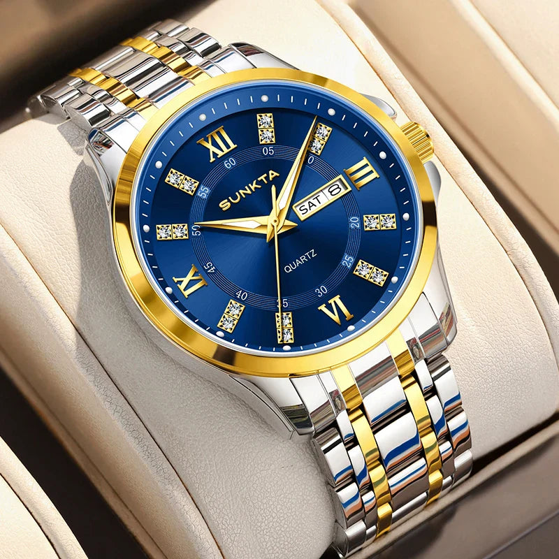 SUNKTA Orologio da Donna con Diamanti, Moda Creativa, Acciaio Impermeabile, Orologio al Quarzo Casual Luminoso con Bracciale