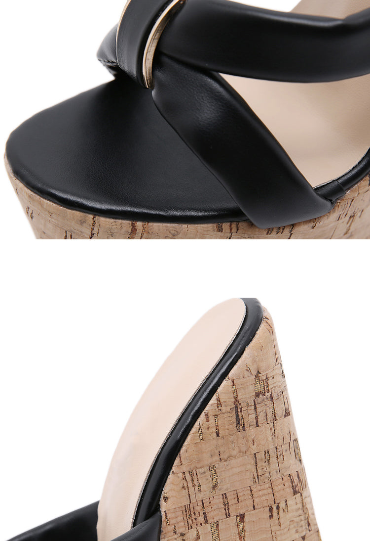 Aneikeh Wedges Heel Women Slippers Fashion Open Toe Platform Sandals Summer Super High Heels Female Party Shoes Size 35-42