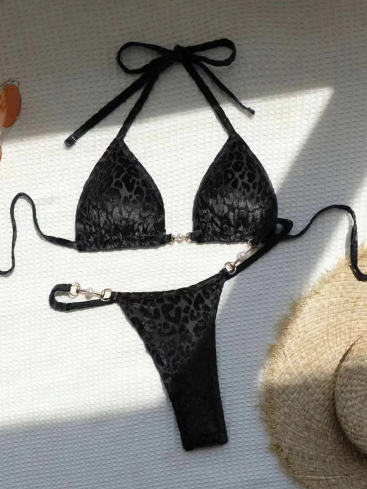 S-XL Leopard Halter Mini Micro Perizoma Bikini Donna Costumi da bagno Costume da bagno femminile Bikini a due pezzi Bagnante Costume da bagno Swim V5207