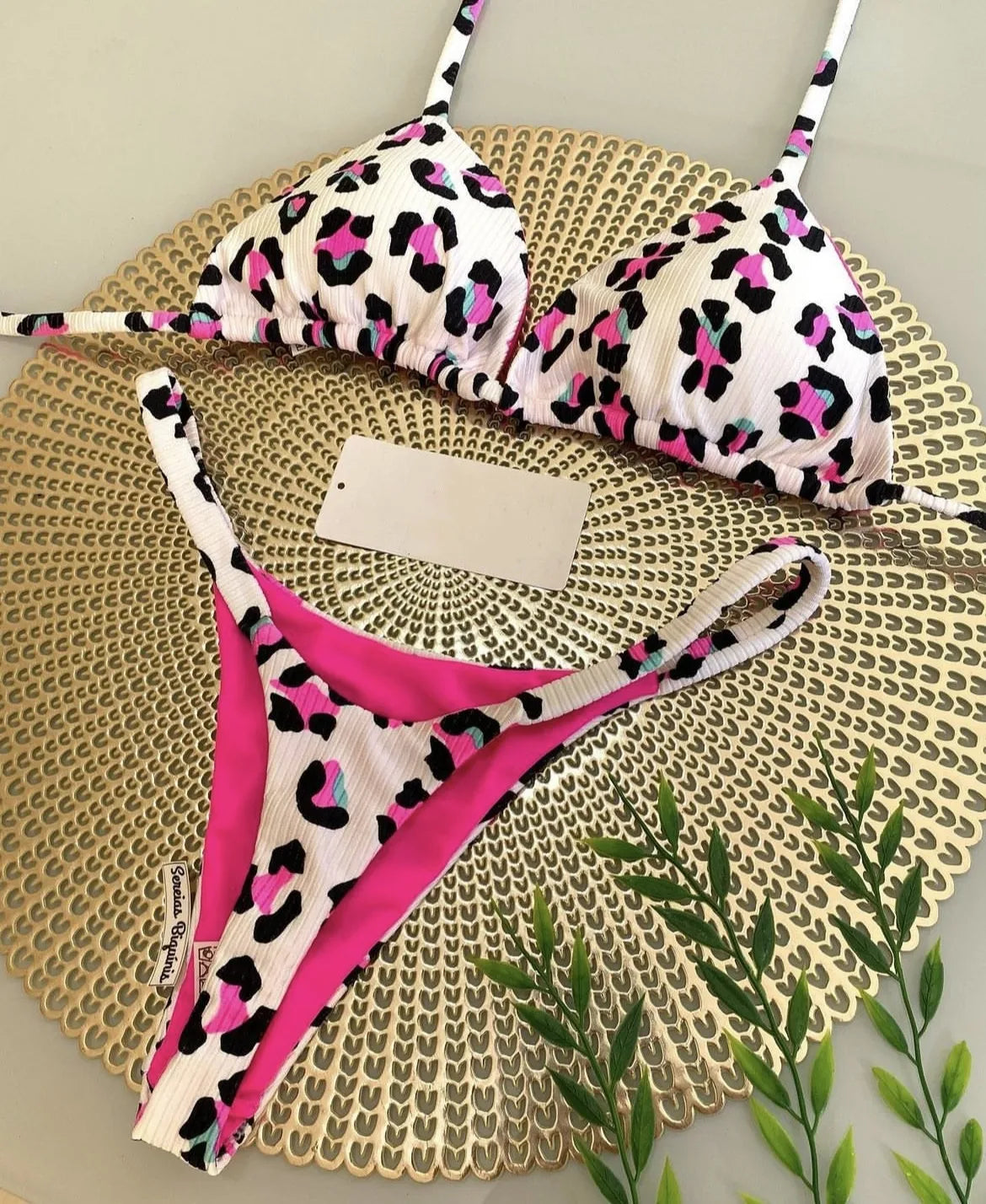 Bikini rugosi con scollo all'americana stampato Mini micro perizoma bikini costume da bagno femminile costumi da bagno donna bikini a due pezzi costume da bagno da bagno