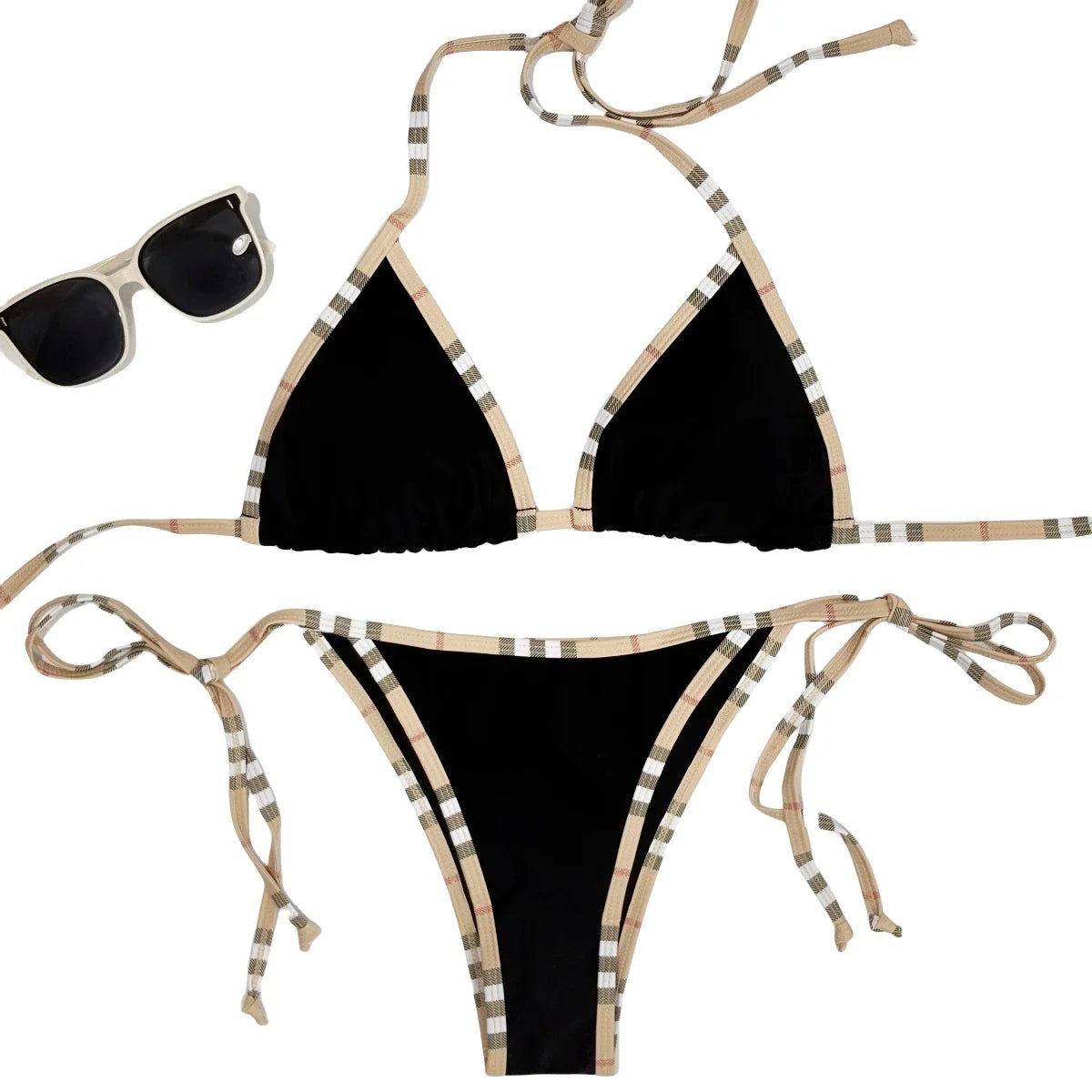 Set Bikini di Lusso a Righe con Halter per Donne, Costume da Bagno Sexy a Due Pezzi, Abbigliamento da Spiaggia alla Moda