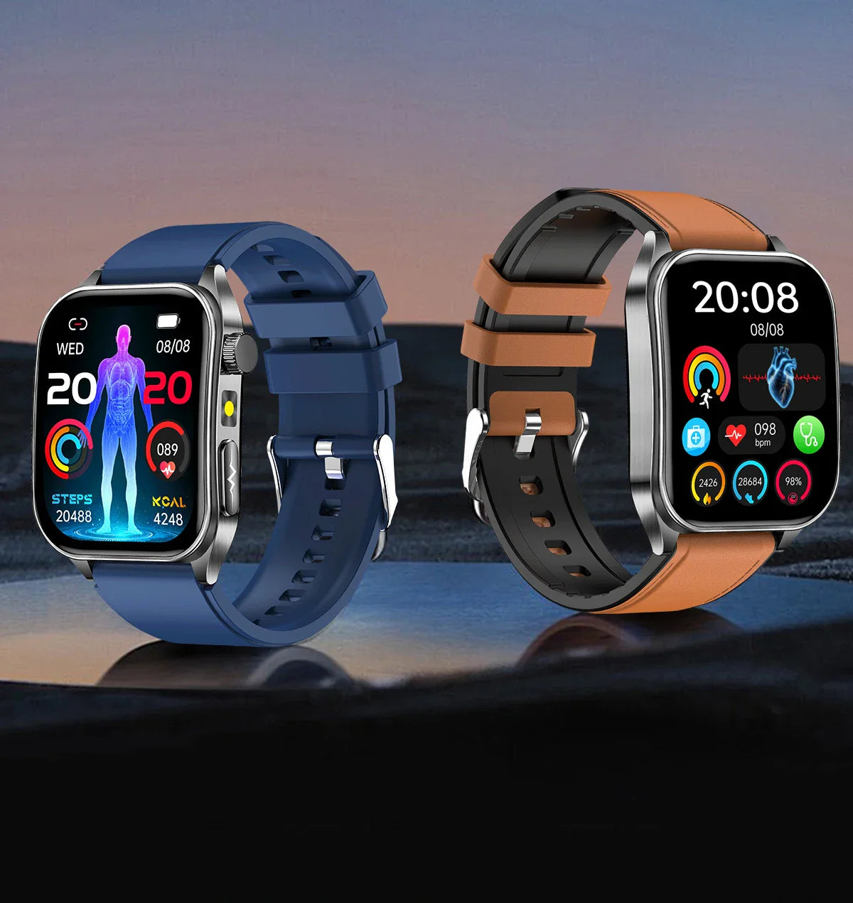 2026 Nuovo 650nm Terapia Laser Grassi nel sangue Acido urico Pressione sanguigna Smart Watch ECG + PPG Preciso Monitor di salute Smartwatch per gli uomini