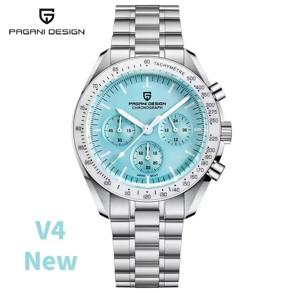 PAGANI DESIGN 500 Orologio da Uomo di Lusso con Cronografo Sportivo, Quadrante Tondo, Vetro Zaffiro AR, Movimento Giapponese, Acciaio 316L, Luminoso