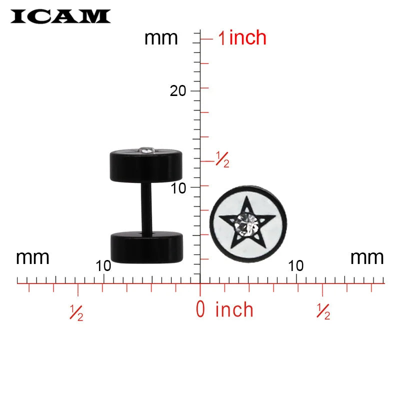 ICAM Orecchini in acciaio inossidabile al titanio medico stile punk Donna Uomo Bilanciere Manubri Punk Gotico Orecchino penetrante per uomo