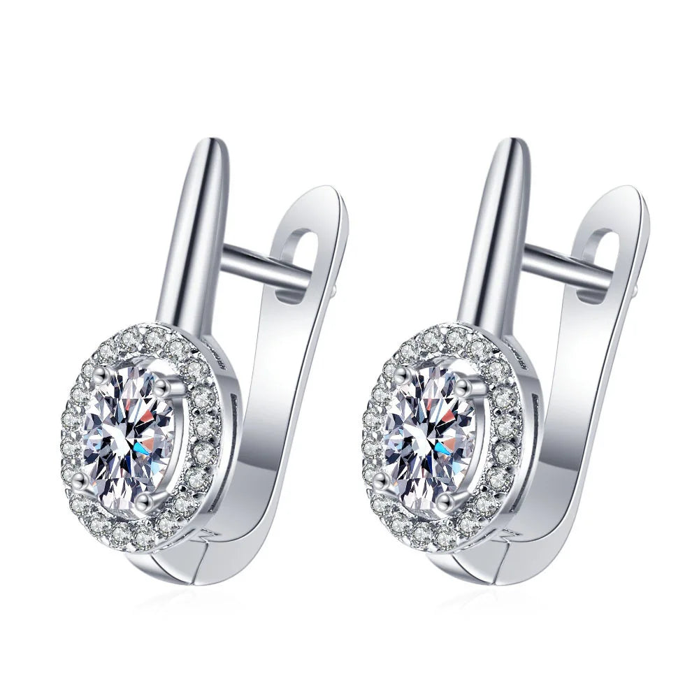 Orecchini in argento sterling 925 gioielli di alta qualità retrò modello semplice orecchini con zirconi bianchi viola vendita calda