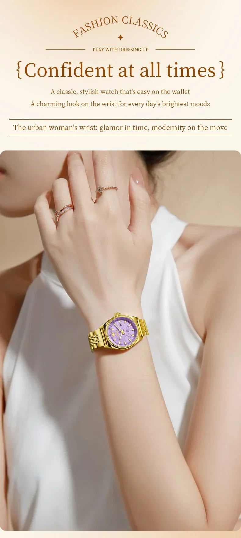 OLEVS 3703 Orologio da donna Orologio al quarzo con calendario di lusso Orologio da polso da donna impermeabile con specchio ad alta durezza 30M