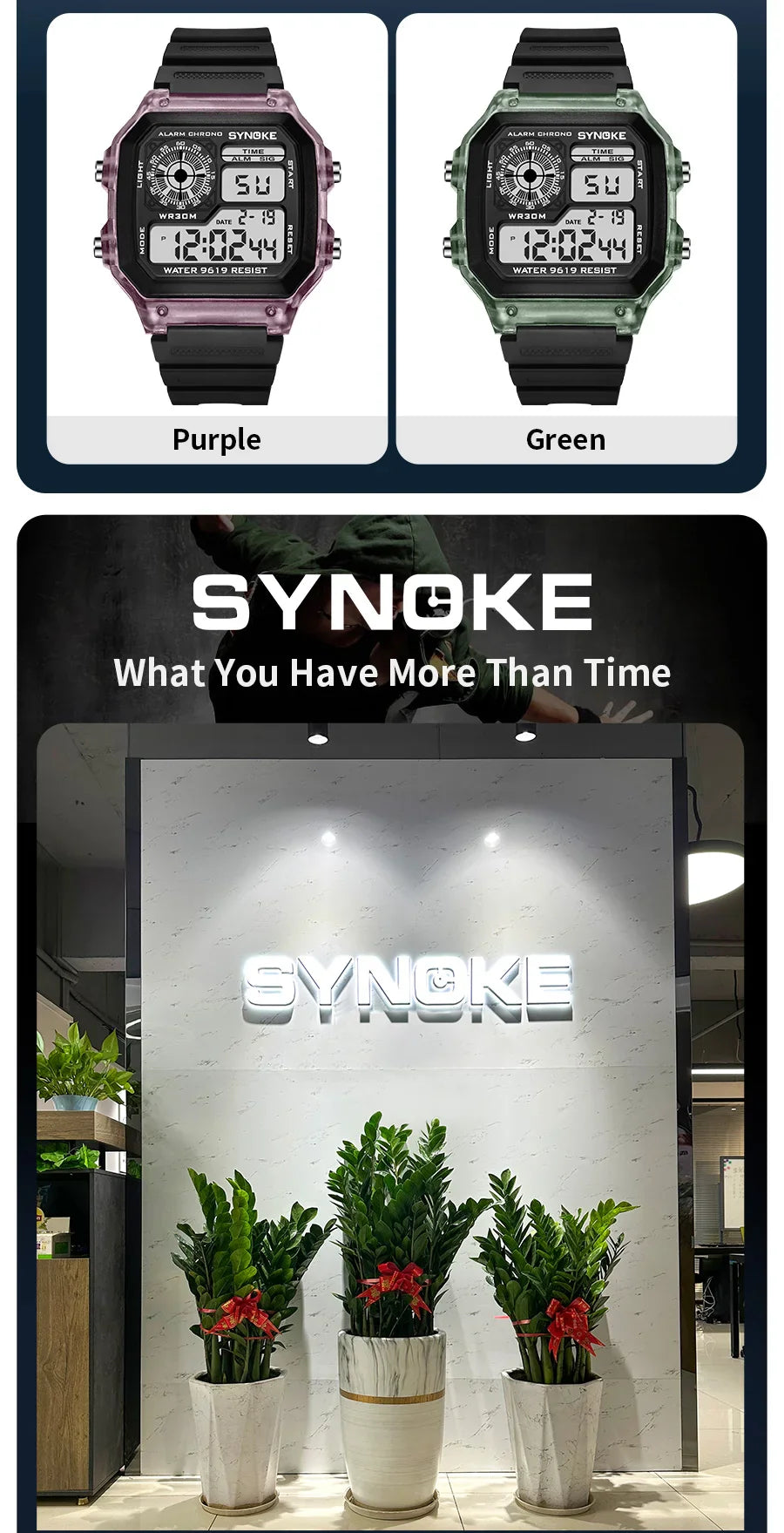SYNOKE Digital Watches uomo sport luminoso multifunzione impermeabile orologio da polso da donna all'aperto e in esecuzione studente sette luci
