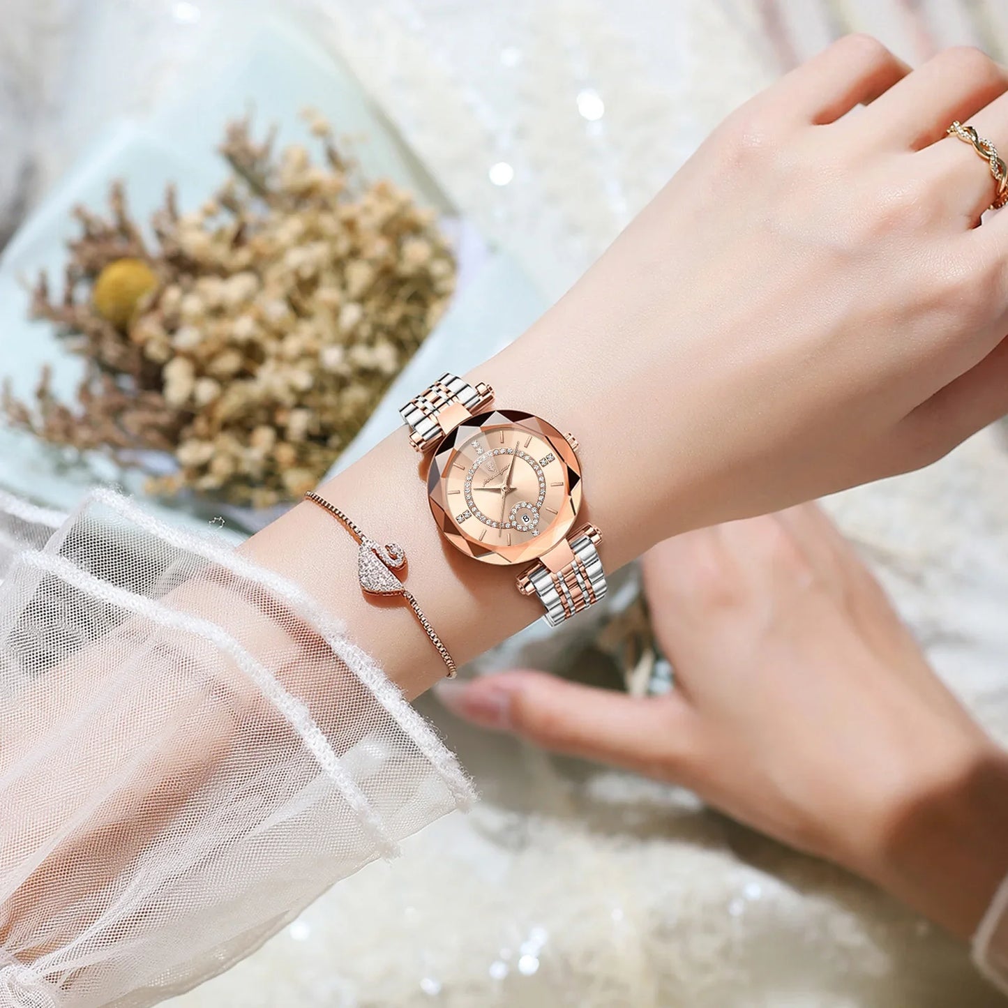 POEDAGAR Orologio da polso originale alla moda per donna Orologio da donna al quarzo con data in acciaio inossidabile impermeabile Orologi da donna casual di lusso