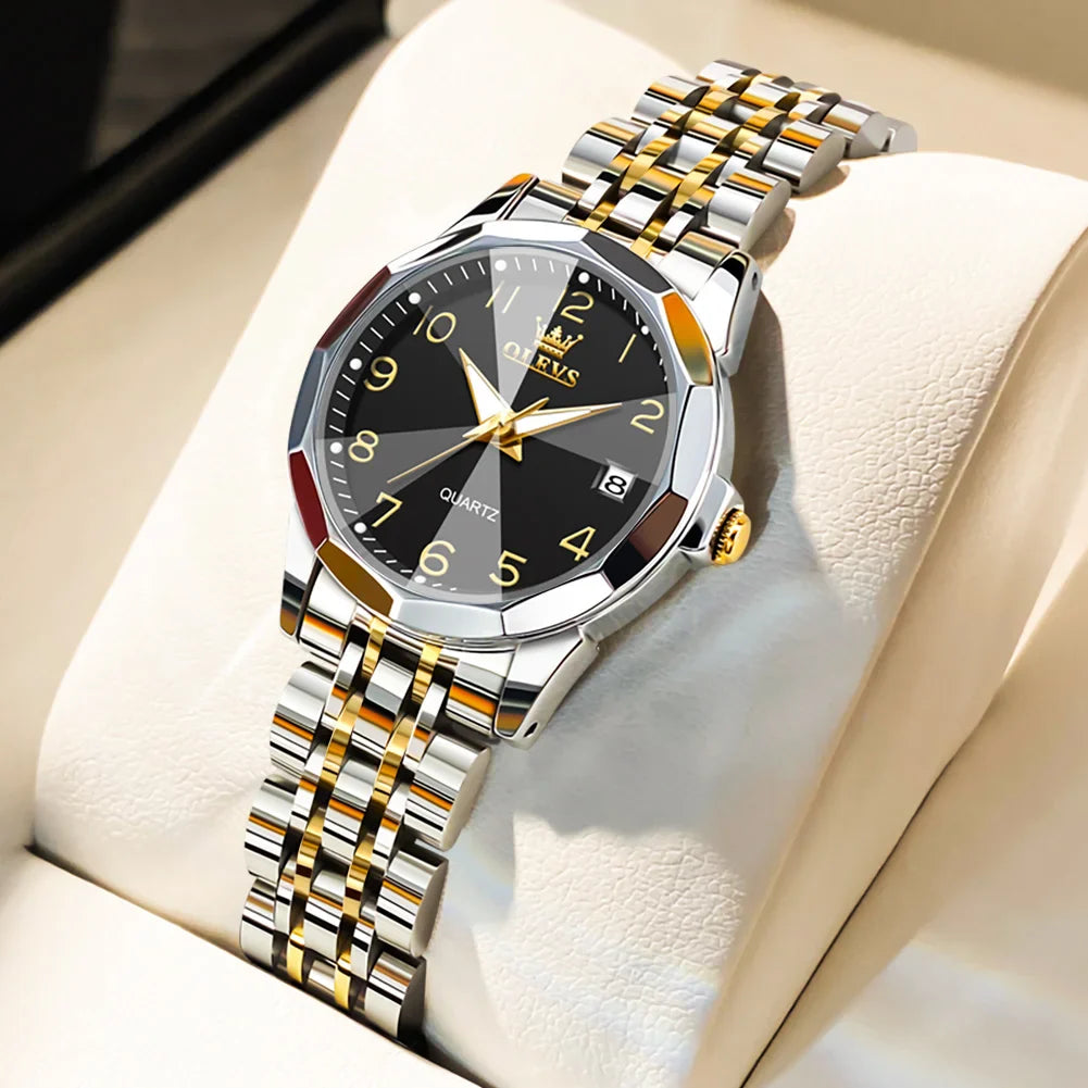 OLEVS 9931 Elegante Orologio da Donna di Lusso, Marca Originale, Movimento al Quarzo, Impermeabile, in Acciaio Inossidabile, Luminoso con Data
