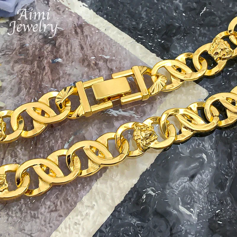 Set di Gioielli Originali per Uomo, Collana e Bracciale Hip Hop Placcati in Oro, Gioielleria alla Moda per Feste, Uso Quotidiano e Regali