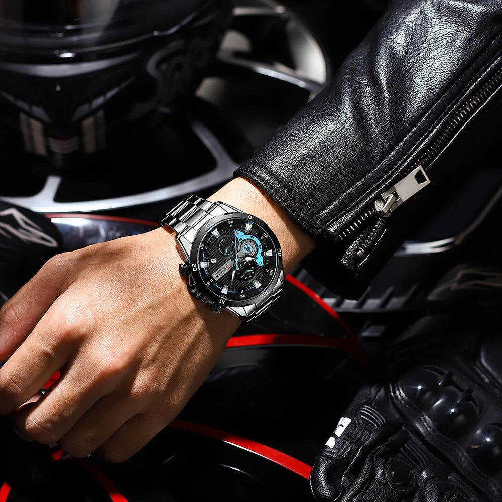 CURREN 8402 Orologio da uomo in acciaio inossidabile Moda creativa Quadrante luminoso con cronografo Orologio da uomo di lusso per il tempo libero reloj hombre