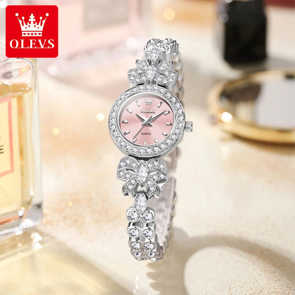 OLEVS 5887 Orologi da donna Elegante orologio al quarzo originale Orologi luminosi impermeabili per regalo donna Cinturino con diamanti Reloj Mujer