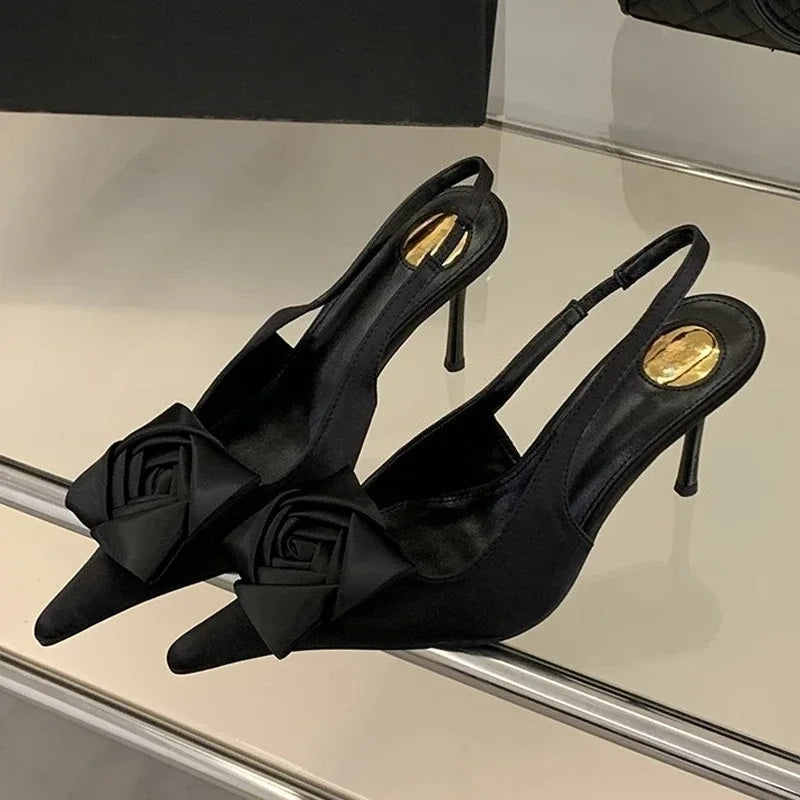 Aneikeh Summer Street Style Elegant Sexy Flower Designer Pointed Toe High Heels Women Shallow Fashion Pumps Banquet Dress Shoes