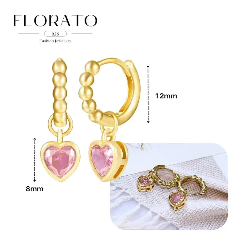 Lussuosa geometria 925 orecchio in argento sterling Ago rosa serie zircone orecchini a cerchio pendenti dolce moda regali di gioielli da sposa