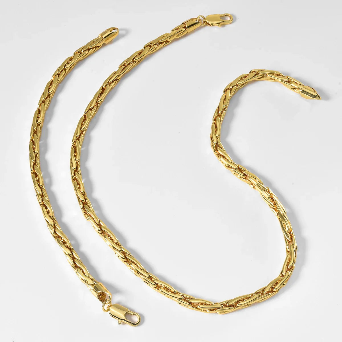Set di bracciali con collana a catena intrecciata in rame minimalista per donna e uomo, gioielli semplici a strati, pronti, ipoallergenici