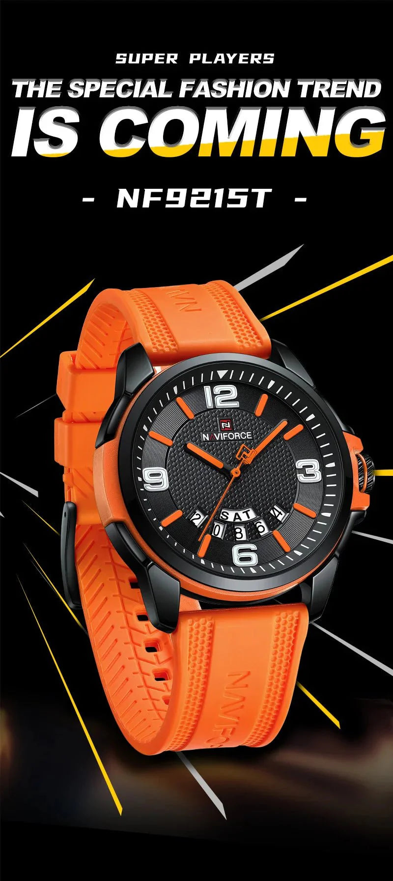 NAVIFORCE Creativo cinturino in TPU orologio da polso maschile moda sportiva 3ATM quarzo impermeabile giorno e data display orologi da uomo Reloj Hombre
