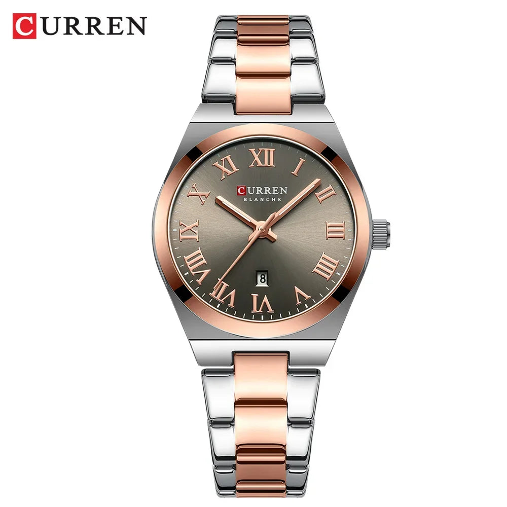 CURREN Orologio da donna, Orologi da donna, Orologi da donna, Abito alla moda impermeabile Bracciale in acciaio inossidabile Orologi analogici Data