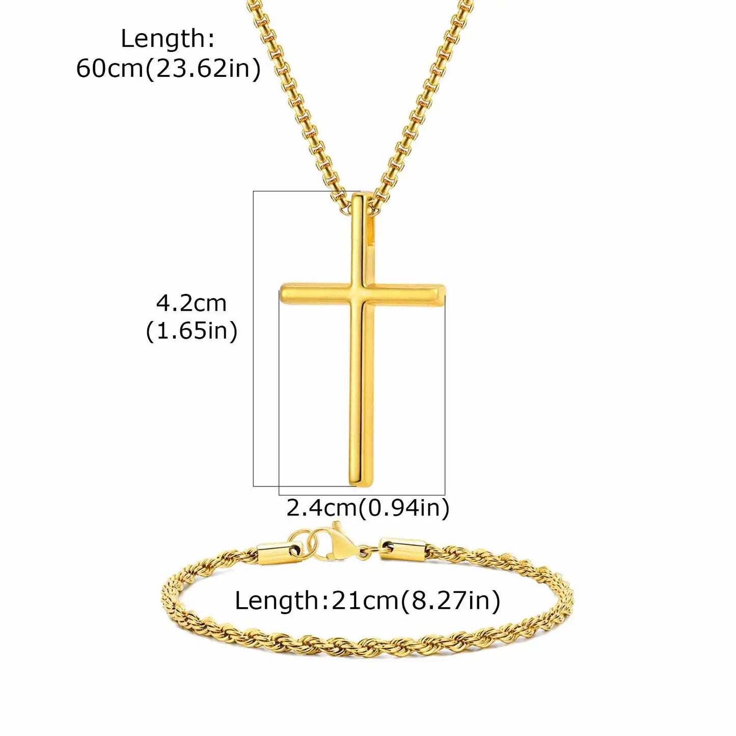 Vnox Set di 2 Pezzi Collana con Ciondolo e Bracciale da Uomo, Set di Gioielli in Acciaio Inossidabile Colore Nero Oro Argento, Regali di Gioielleria alla Moda