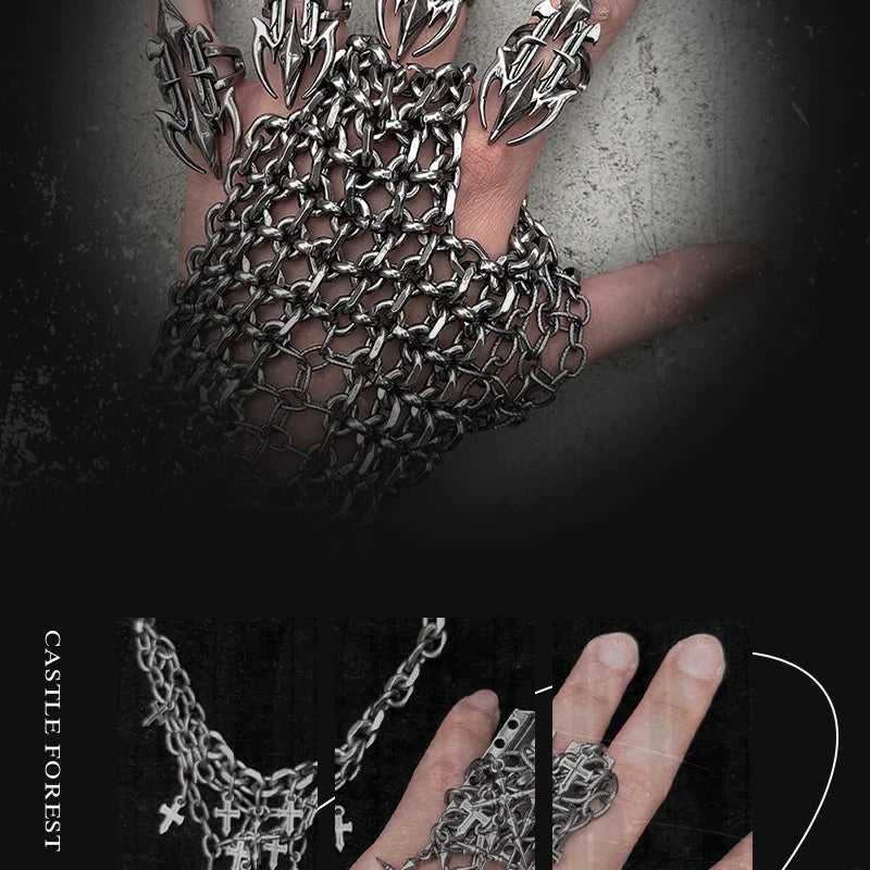 Set di Gioielli Punk Rock per Donne e Uomini, Collane e Anelli con Ciondolo a Croce Gotica, Collezione di Accessori Gioiello Audaci