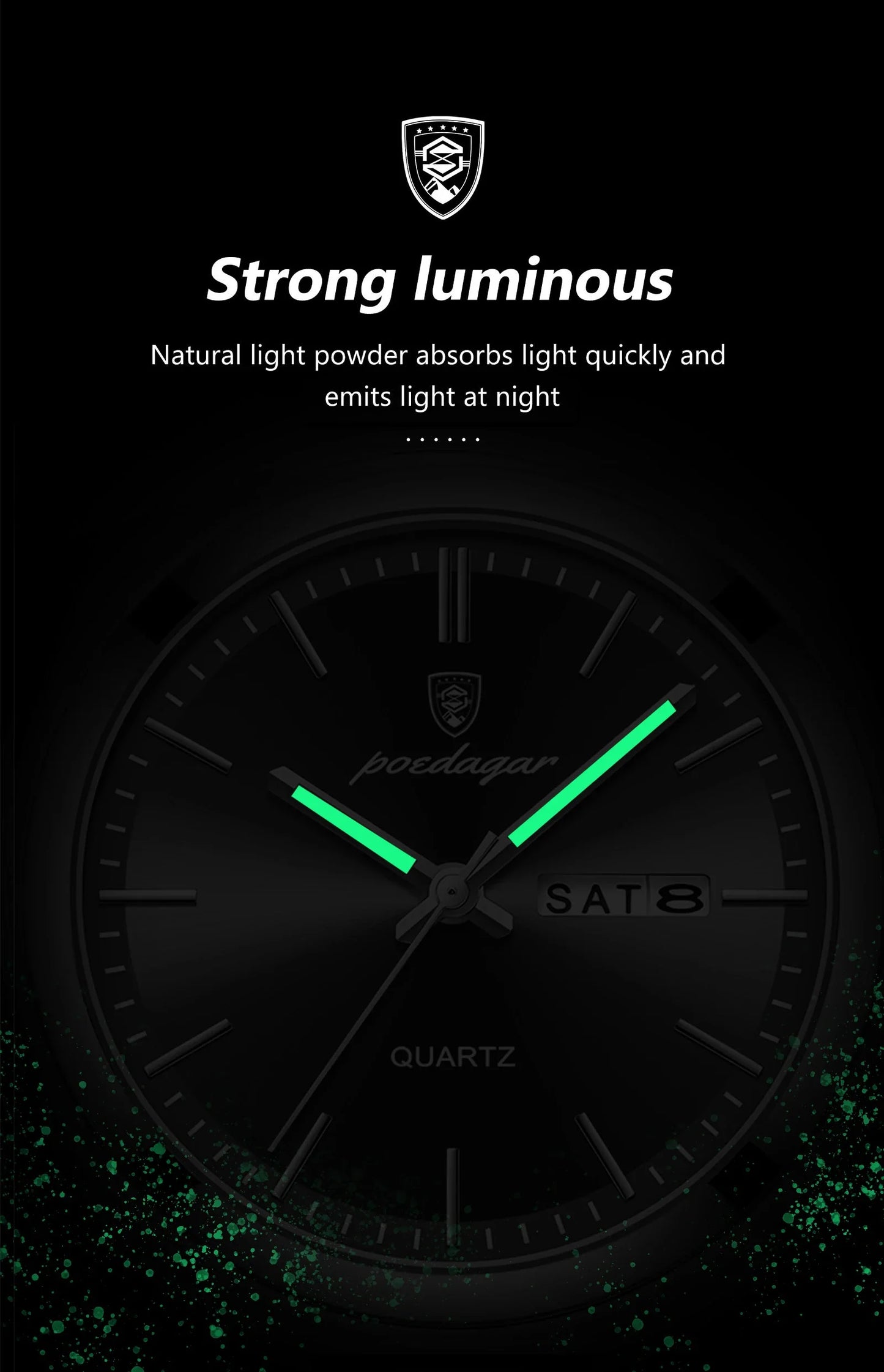 POEDAGAR Orologio da polso al quarzo da uomo di lusso Impermeabile luminoso Data Settimana Orologio da uomo Orologi da uomo d'affari in acciaio inossidabile