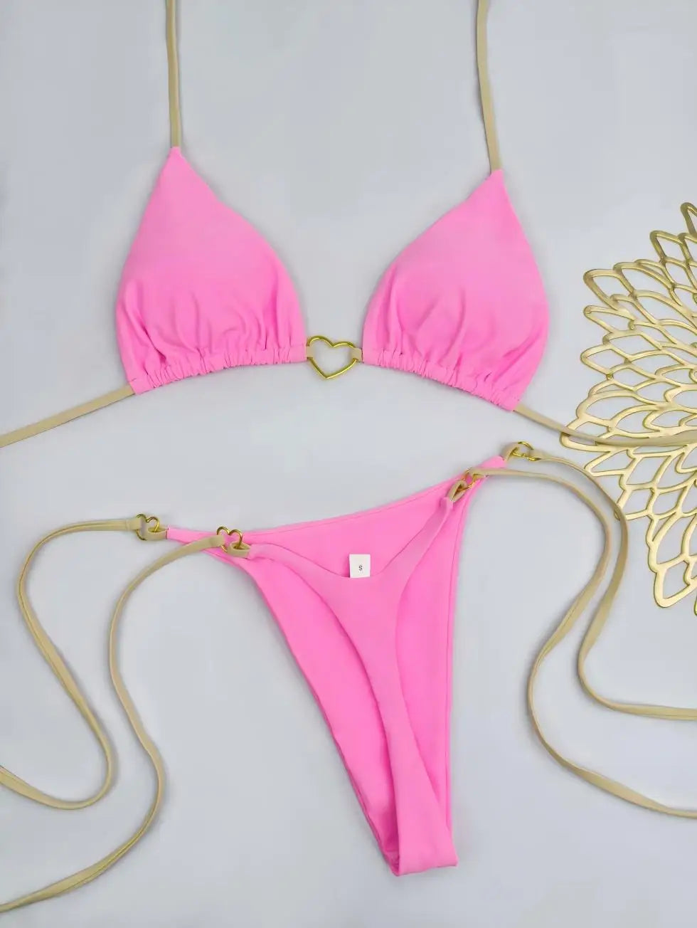Nuovo costume da donna bikini bianco tinta unita costume da bagno alla moda con lacci a vita bassa set da due pezzi